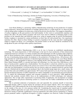 Position Dependency of Surface Roughness in Parts from Laser