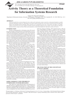 Activity Theory as a Theoretical Foundation for Information Systems