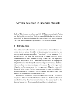 Adverse Selection in Financial Markets