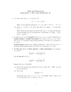 Math 321 Homework September 7, 2011 (due September 9)