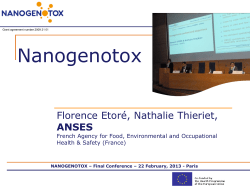Nanogenotox: The project | Anses - Agence nationale de s&eacute;curit&eacute;