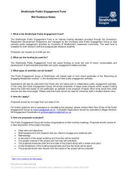 Strathclyde Public Engagement Fund Bid Guidance Notes 1. What is