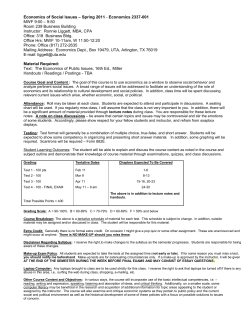 Economics of Social Issues - UTA - College of Business