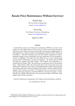 Resale Price Maintenance Without Services