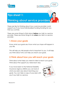 Tip sheet 1 – Tips for thinking about service providers?