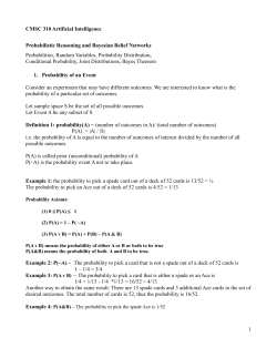 1 CMSC 310 Artificial Intelligence Probabilistic