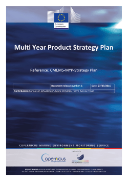CMEMS multi year product strategy plan - Copernicus
