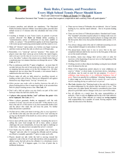 Basic Rules, Customs, and Procedures Every High School Tennis