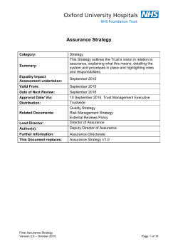 Assurance Strategy - Oxford University Hospitals