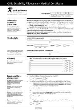 Child Disability Allowance &ndash; Medical Certificate