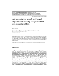 A transportation branch and bound algorithm for