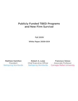 Publicly Funded TBED Programs and New Firm Survival