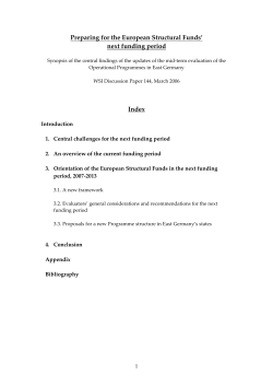 Preparing the next funding period of the European Structural Funds