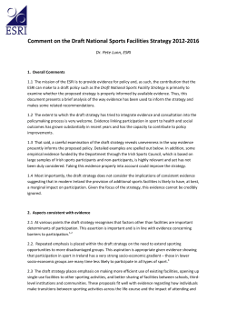 Comment on the Draft National Sports Facilities Strategy 2012-2016