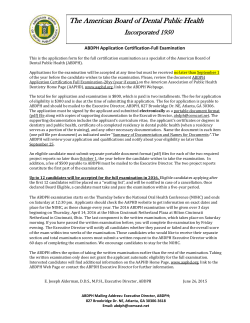 The American Board of Dental Public Health