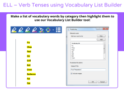 ELL &ndash; Verb Tenses using Vocabulary List Builder