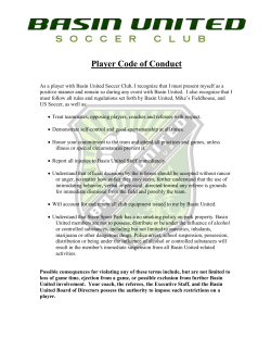 Player Code of Conduct - Basin United Soccer Club