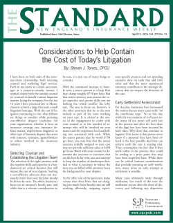 Considerations to Help Contain the Cost of Today`s Litigation