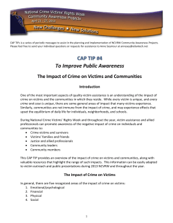 CAP TIP #4 To Improve Public Awareness The Impact of Crime on