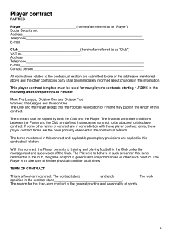Player contract - Suomen Palloliitto