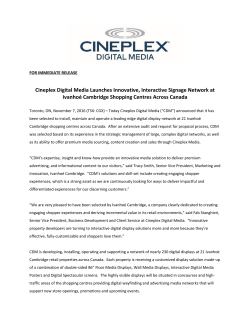 Cineplex Digital Media Launches Innovative, Interactive Signage