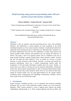 Model learning using genetic programming under full and partial