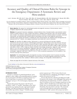 Accuracy and Quality of Clinical Decision Rules for Syncope in the