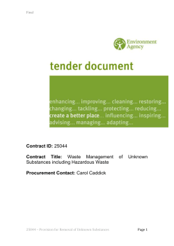 Tender documents and specification