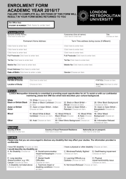 Enrolment Form 2016-17 - London Metropolitan University