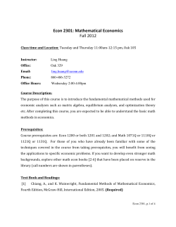 Econ 2301: Mathematical Economics Fall 2012