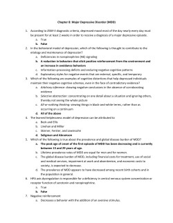 Chapter 8: Major Depressive Disorder (MDD) According to DSM