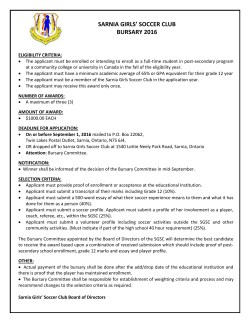 Bursary - Sarnia Girls` Soccer Club