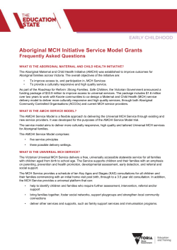 Aboriginal MCH Initiative Service Model Grants Frequently Asked