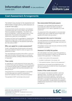 Cost Assessment Arrangements
