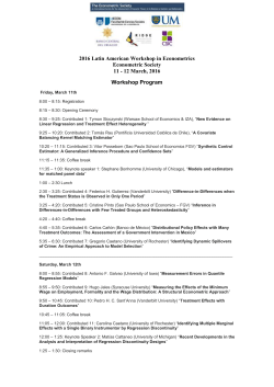 2016 Latin American Workshop in Econometrics Econometric