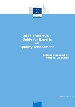 Erasmus+ Guide for Experts on Quality Assessment