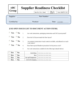 Supplier Readiness Checklist (80QPP-F-031)