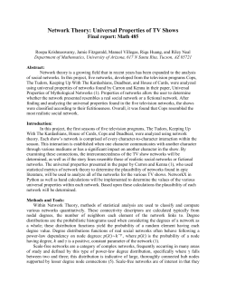 Network Theory: Universal Properties of TV Shows