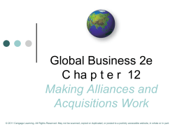 DEFINING ALLIANCES AND ACQUISITIONS Acquisition