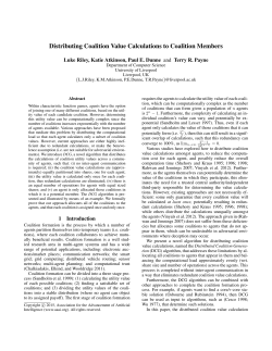 Distributing Coalition Value Calculations to Coalition Members