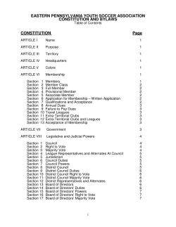 EASTERN PENNSYLVANIA YOUTH SOCCER ASSOCIATION