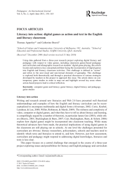 digital games as action and text in the English and literacy classroom