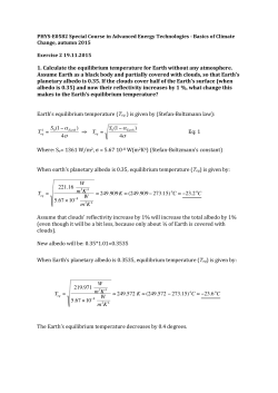 1. Calculate the equilibrium temperature for Earth