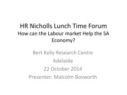 HR Nicholls Lunch Time Forum How can the Labour market Help