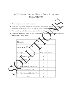 10-601 Machine Learning, Midterm Exam: Spring 2008 SOLUTIONS