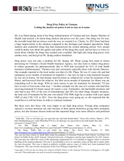 Drug Price Policy in Vietnam Letting the market set prices is not as