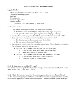 Level I &ndash; Preparation of the Chalice (booklet) Supplies Needed