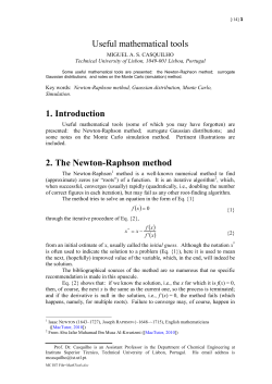 Useful mathematical tools 1. Introduction 2. The Newton