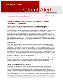 New Game Plan: Federal Circuit Decision May Revive &ldquo;Redskins