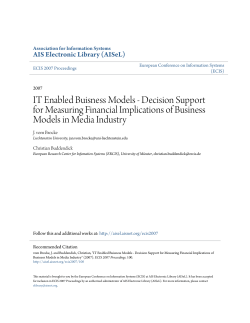 IT Enabled Buisness Models - Decision Support for Measuring